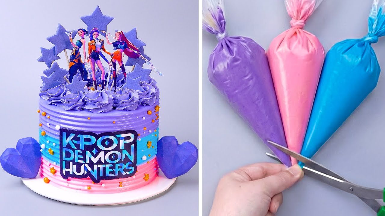 Pertarungan Manis dengan Hanya Makanan Coklat 🍷 K Pop Demon Hunters Cake Design 2026