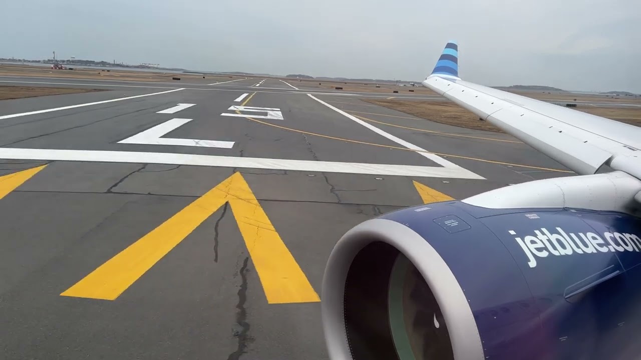 jetBlue A220-300 Taxi/Takeoff from Boston
