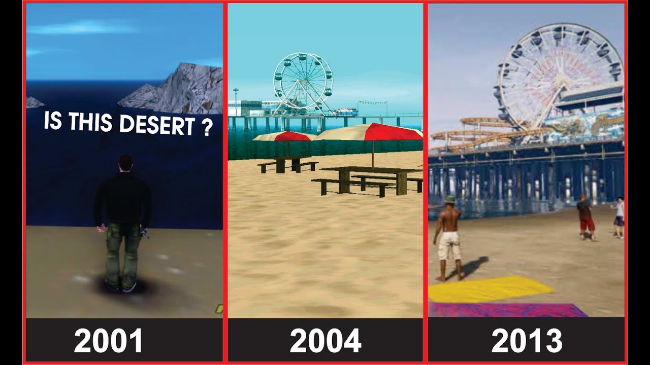 Evolution of beach logic in gta games (2001 - 2020)