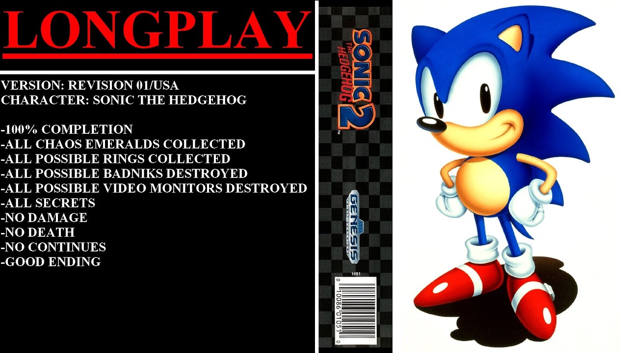 Sonic the Hedgehog 2 [Rev 01/USA] (Sega Genesis) - (Longplay - Sonic Alone | 100% Completion)