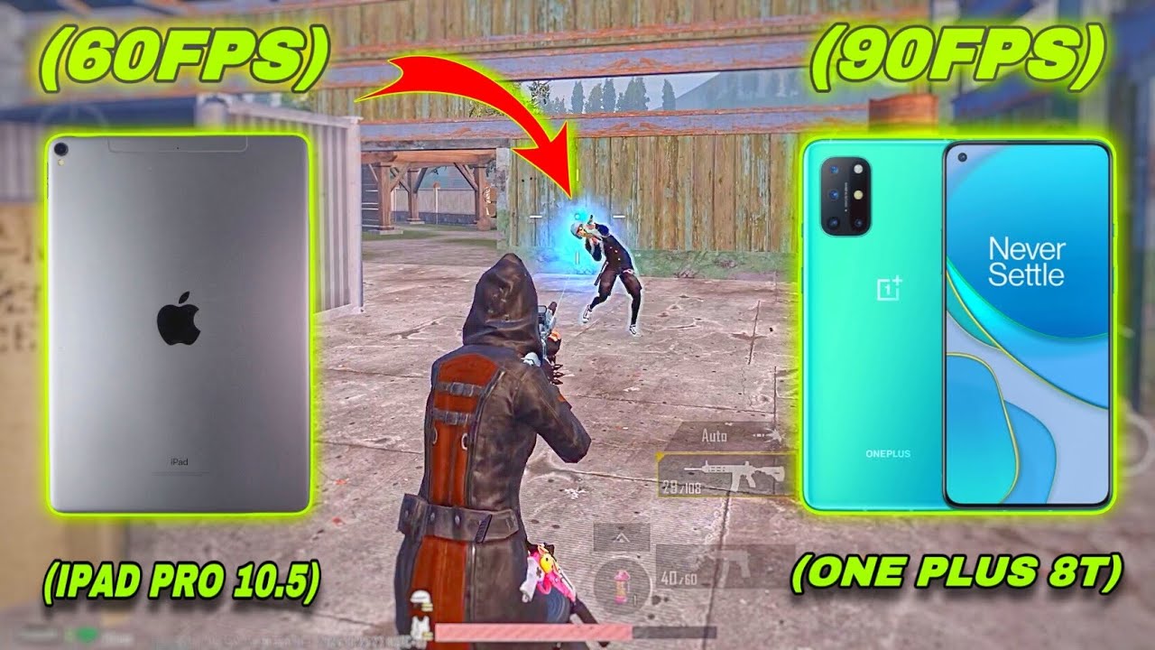 ONE PLUS 8T 90FPS VS IPAD PRO 10.5 2nd GENERATION 60 FPS , PUBG TEST + GAMEPLAY IN 2024