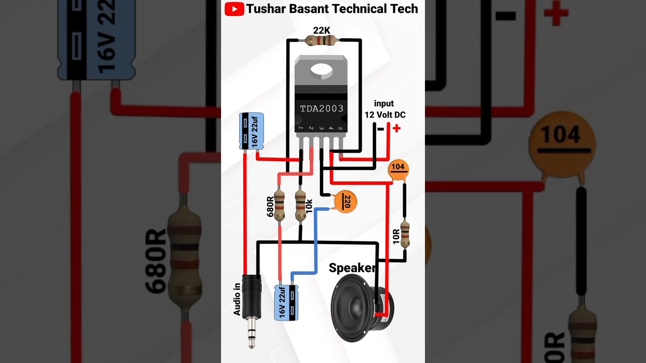 Audio Amplifier TDA2003 IC Connection DIY #shorts