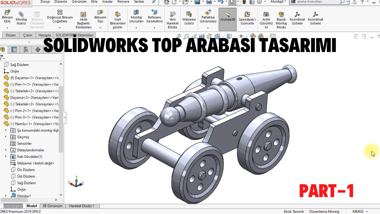 SOLİDWORKS TOP ARABASI TASARIMI PART-1  Proje-15   