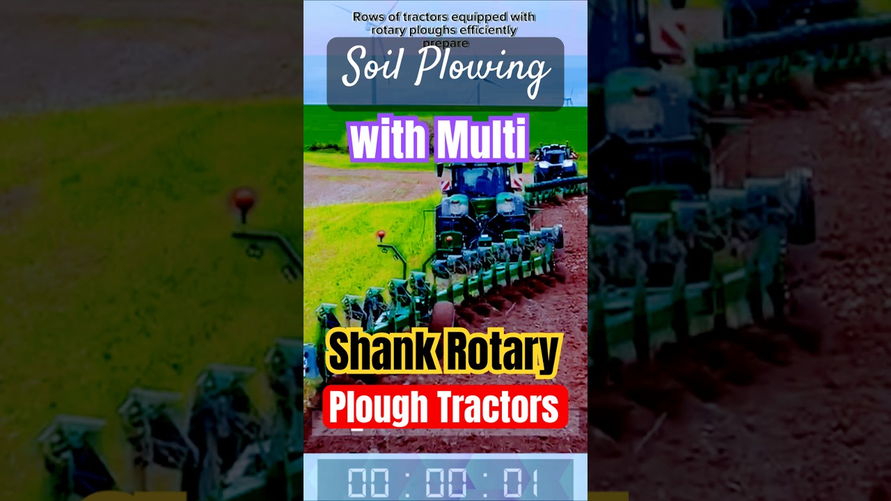 Soil Plowing with Multi Shank Rotary Plough Tractors