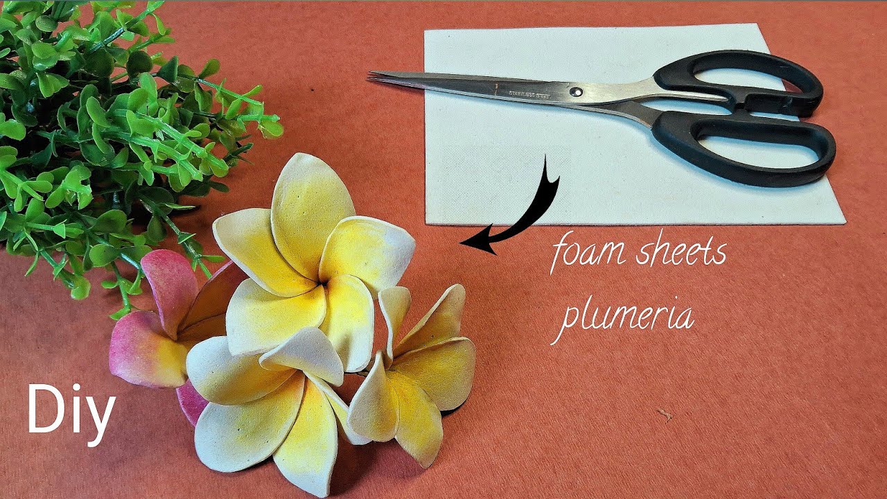 How to make foam plumeria flowers |কৃত্রিম কাঠগোলাপ ফুল