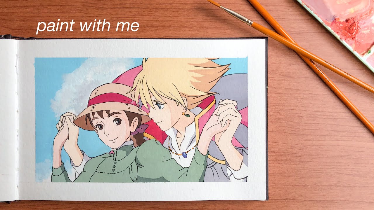 🍂 painting studio ghibli scenes with jelly gouache // howl's moving castle