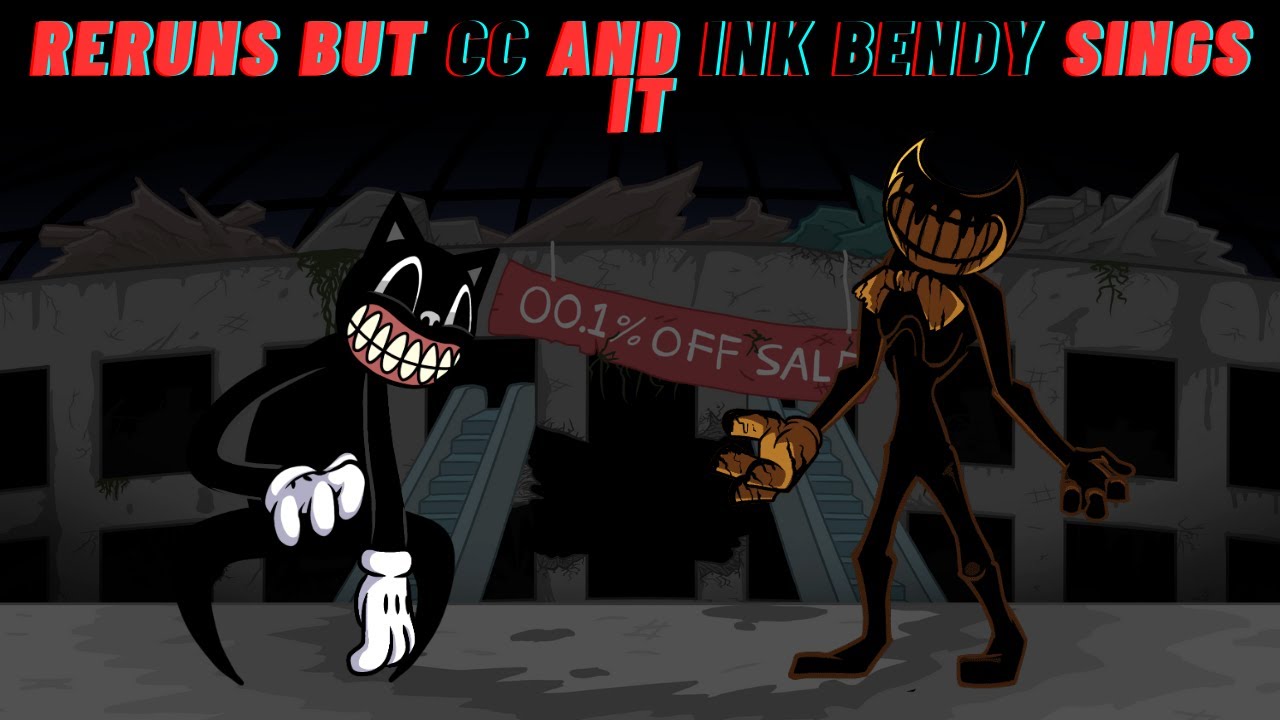 FNF Cartoon Cat vs Ink Demon (Reruns But CC And Ink Bendy Sings It🎶 🎶)