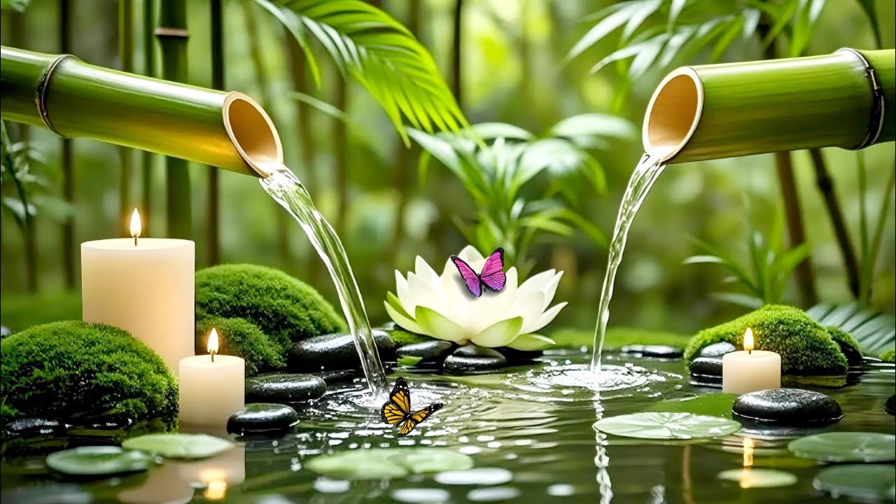 Bamboo Water Fountain & Nature Sounds 🌿 Relaxing Music for Deep Sleep Meditation and Stress Relief