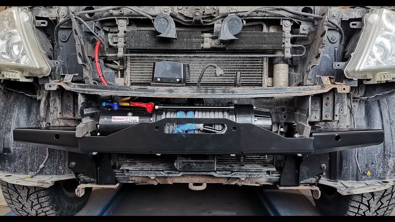 Ставим новую площадку лебёдки РИФ в Nissan Patrol Y62: установка в штатный бампер