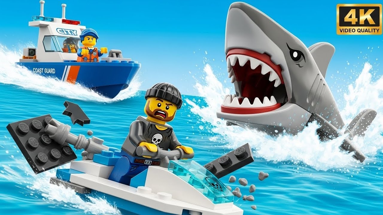 LEGO City Coast Guard: Jet Ski Thief vs. Shark! 🦈🚤