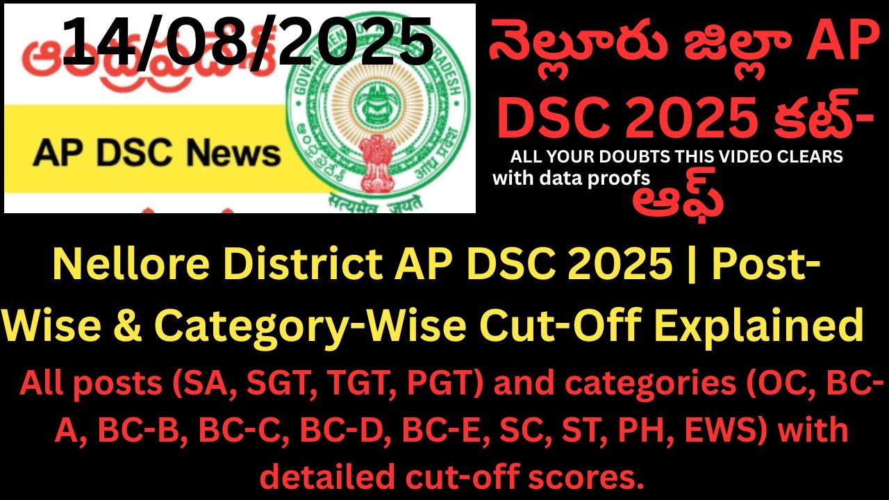Nellore District AP DSC 2025 | Post-Wise & Category-Wise Cut-Off Explained | with authentic data