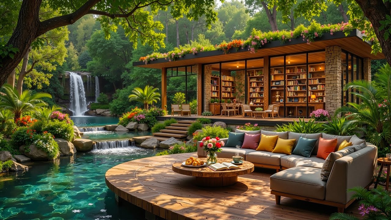 Peaceful Forest Book Café ☕ Tranquil Forest Coffee Ambience for Study & Calm