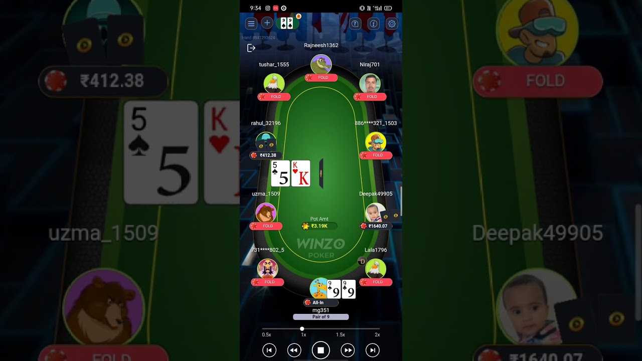 winzo pokar win 99/ poker video/pokar gameplay 