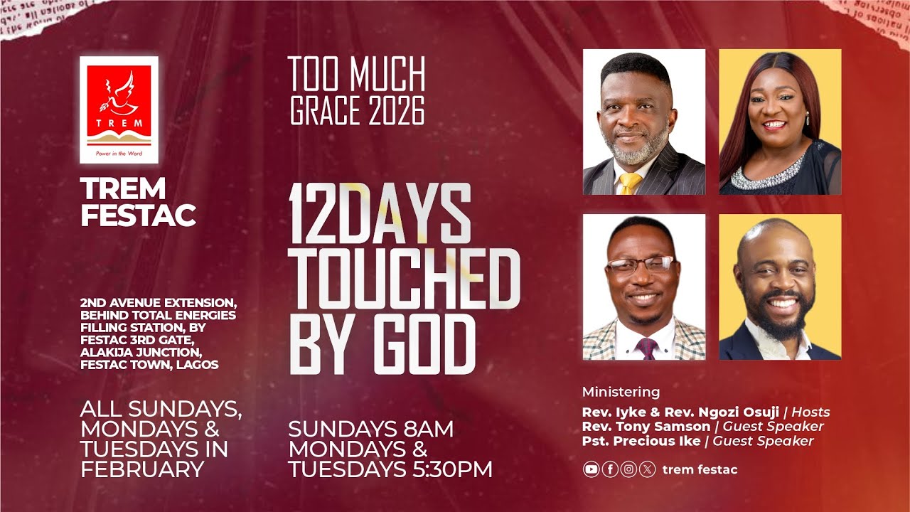 Too Much Grace 2026: 12 Days Touched By God Day 5 | Monday 09 February 2026