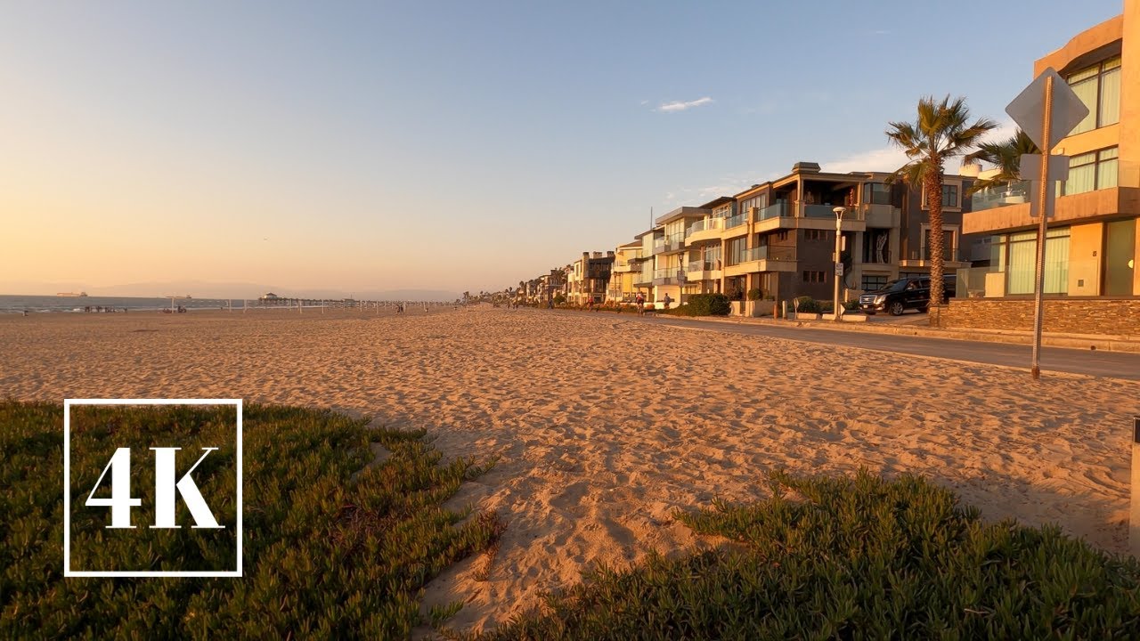Manhattan Beach Pier, Boardwalk Walking Tour -Sunset- 🌇 3D Binaural Sound 🎧