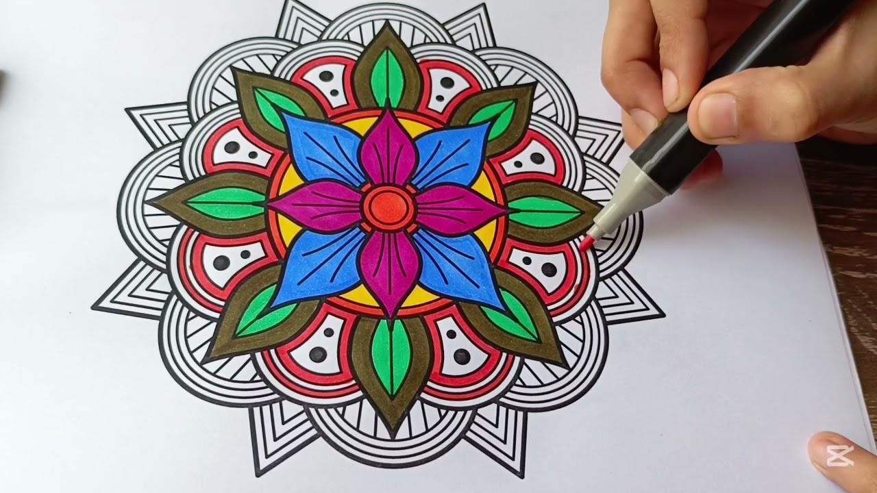 🌸How to color Relaxing Mandala Coloring | Peaceful Art for Stress Relief & Mindfulness 🎨✨
