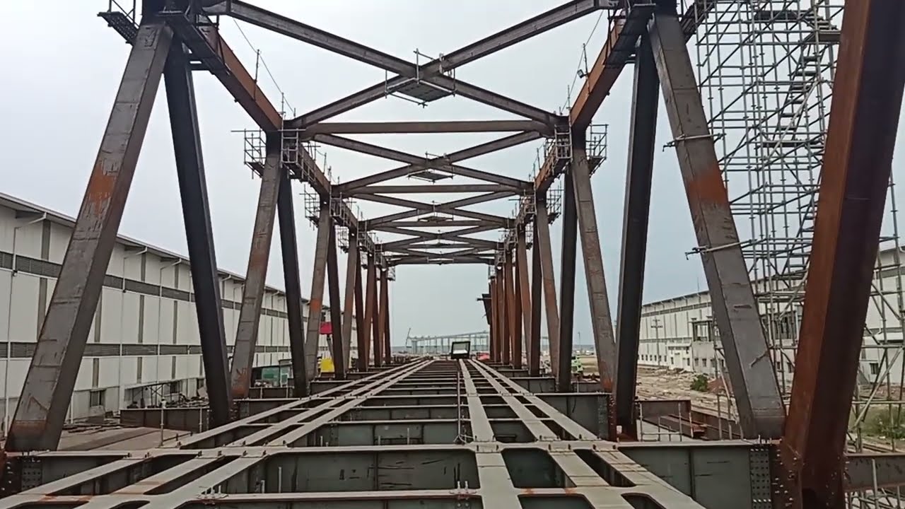Engineering, Steel structure,Materials, Stock,Erection,Trial Assembly, New Jamuna Railway Bridge, BD