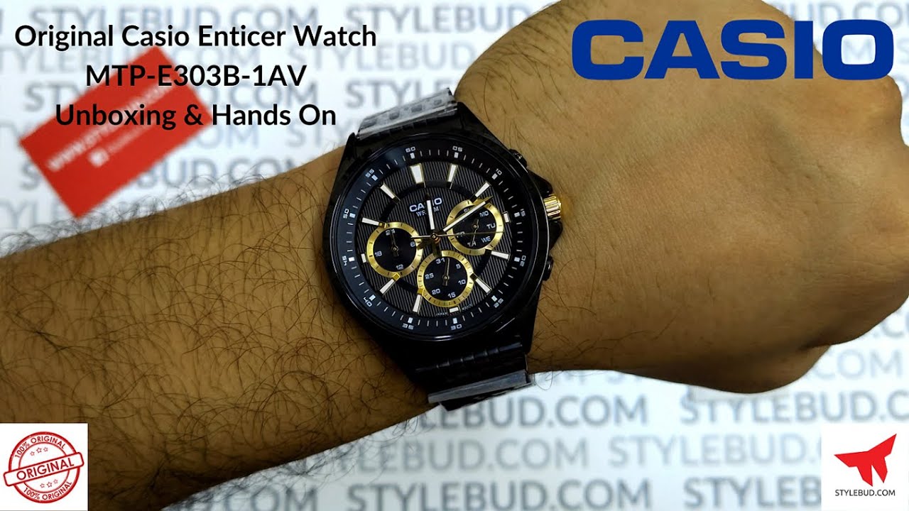 WW0232 Casio Enticer Multifunction Stainless Steel Chain Watch MTP-E303B-1AV Unboxing & Hands On