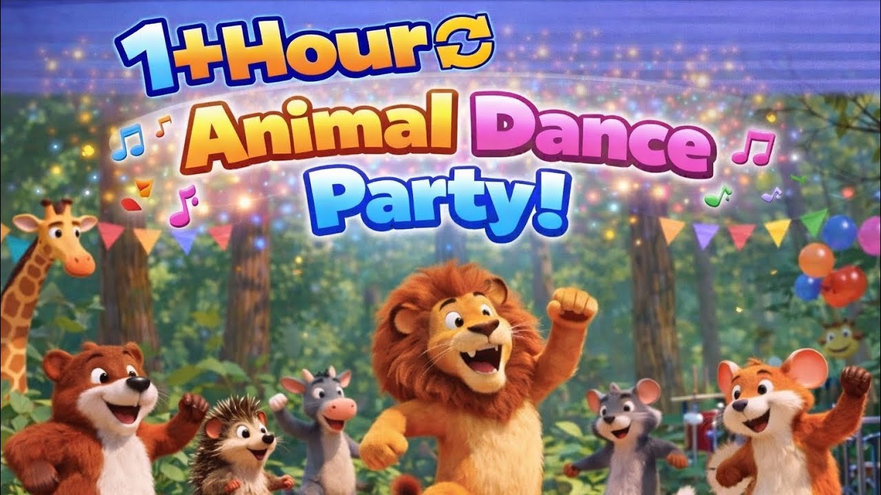 Animal Dance Party! 🐘🦊 1 Hour Loop | Fun Kids Dance Song | Nursery Rhymes for Children