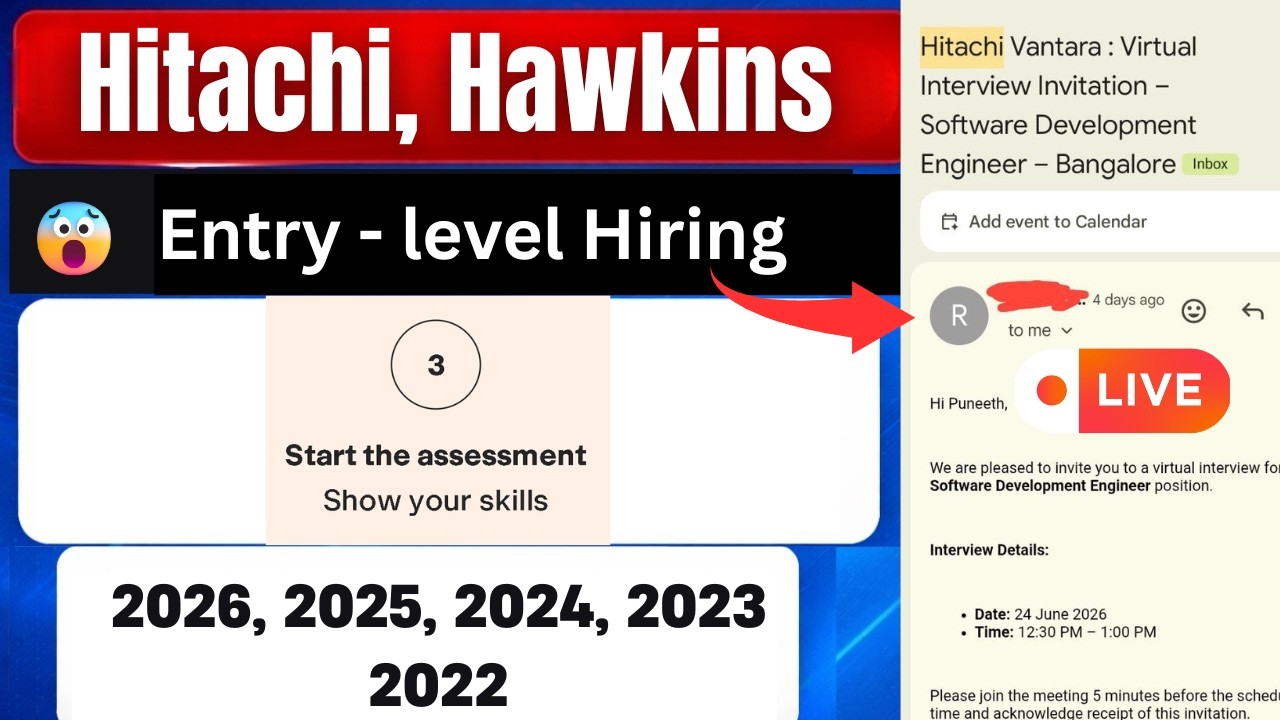 😱Hitachi Direct Test Hiring 2026 | Hawkins, Alcon | 2026, 2025 Batch Hiring Off Campus | hire me plz