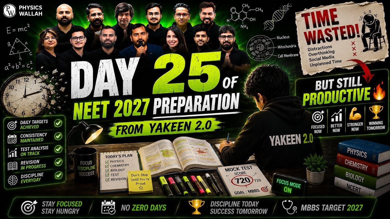 Day 25 of NEET 2027 Preparation From Yakeen 2.0 😭 Time Wasted But Still On Track 💪