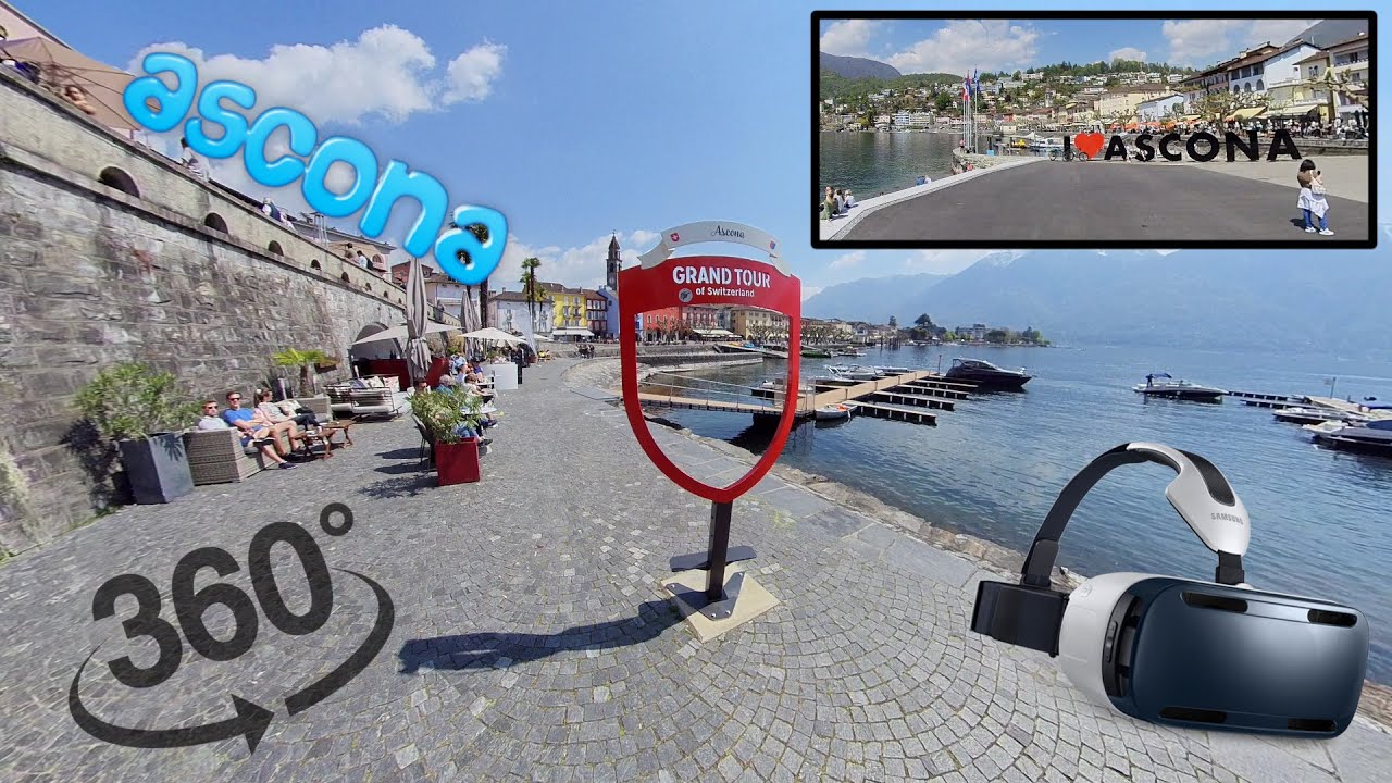 Grand Tour of Switzerland in 360° VR - EP.4 - Ascona walkaround, Maggiore Lake in 5.7K