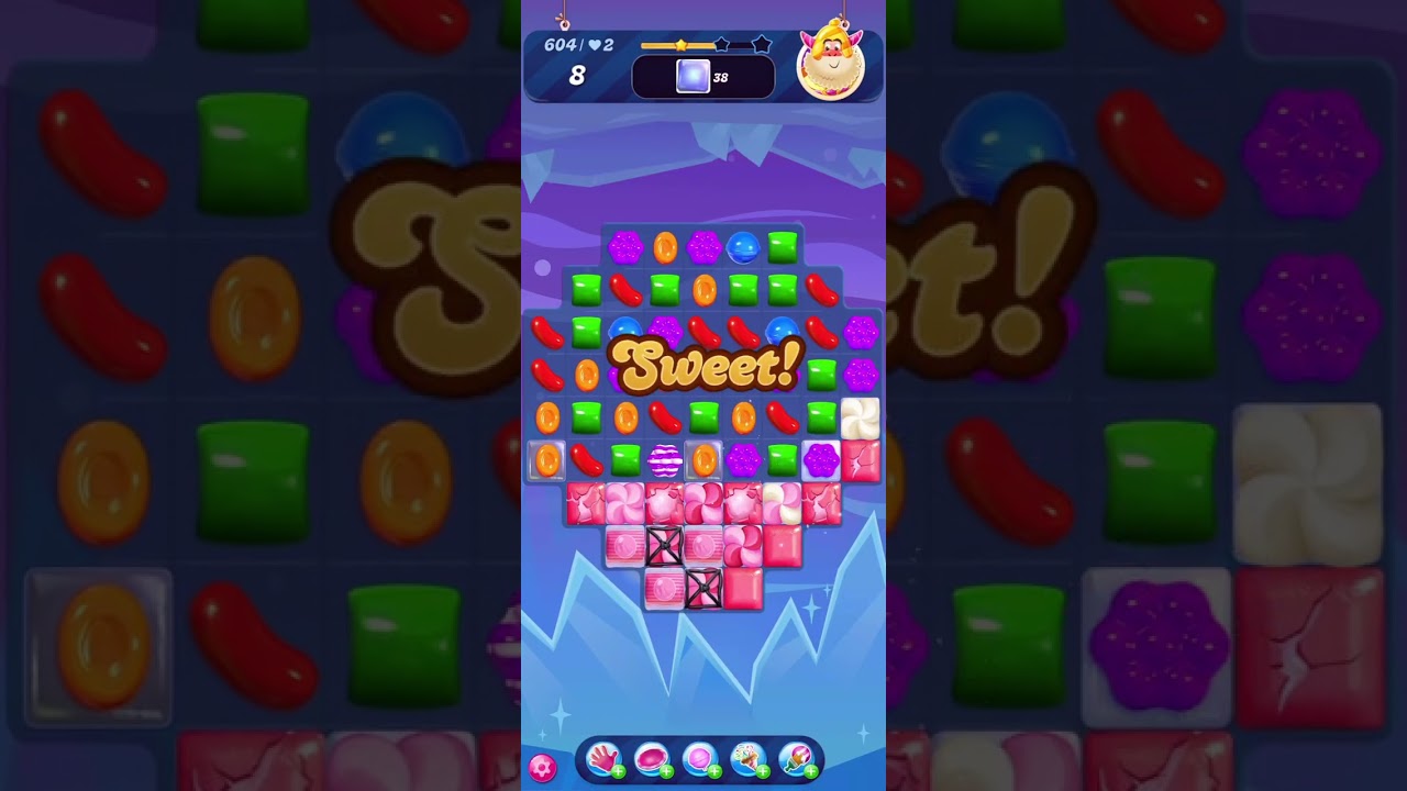 Kid game. Candy crush saga, Hard part level 604