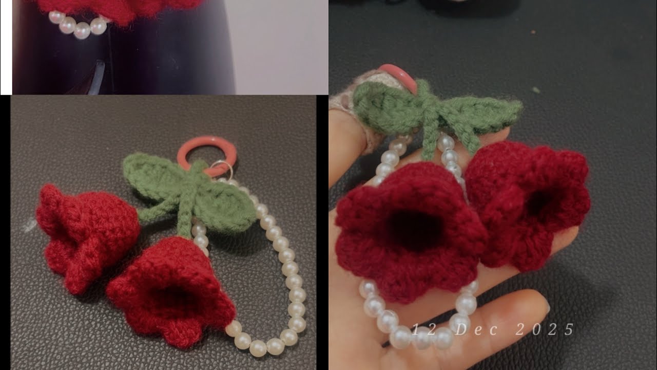 How to crochet bell flower 🔔beg charm #crochet #keychain 