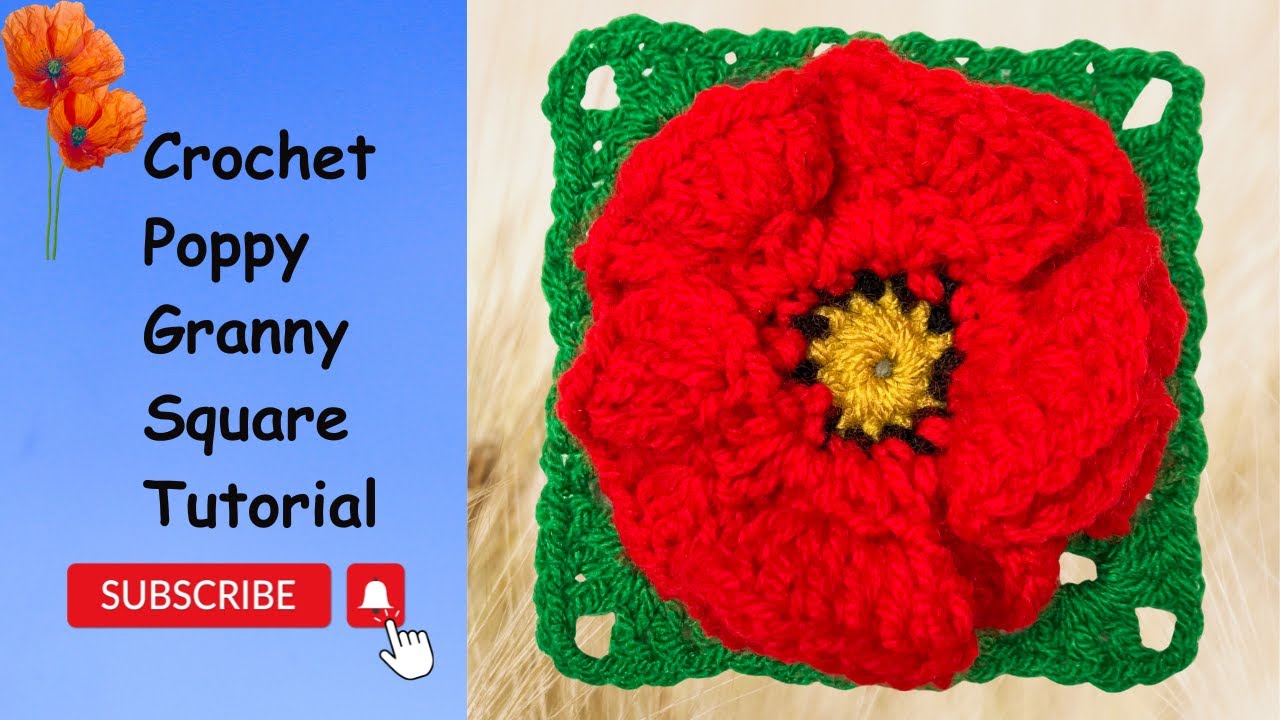Crochet Tutorial Poppy Granny Square - Beginner Friendly
