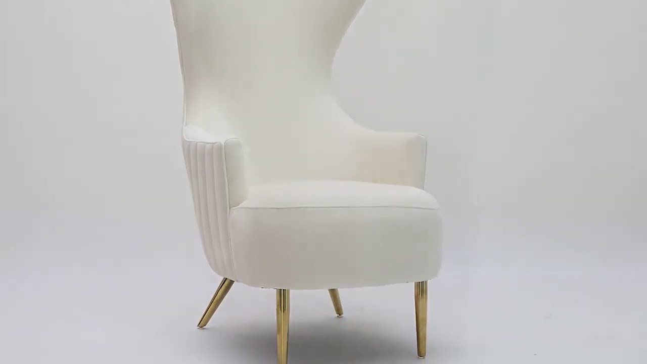 Julia Cream Velvet Channel Tufted Wingback Chair by Inspire Me Home Decor from TOV Furniture