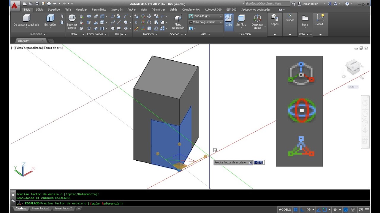 Escala 3D en AutoCAD 2015   Rotacion 3D en AutoCAD 2015   Desplazamiento 3D en AutoCAD 2015