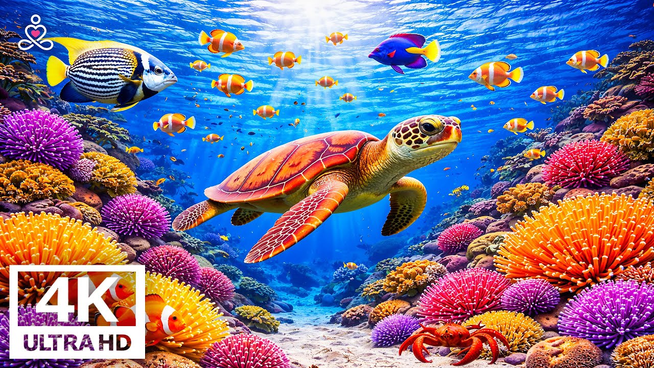 4K Aquarium Video – Colorful Tropical Fish & Coral Garden 🌊 Calm Ocean Music for Deep Relaxation
