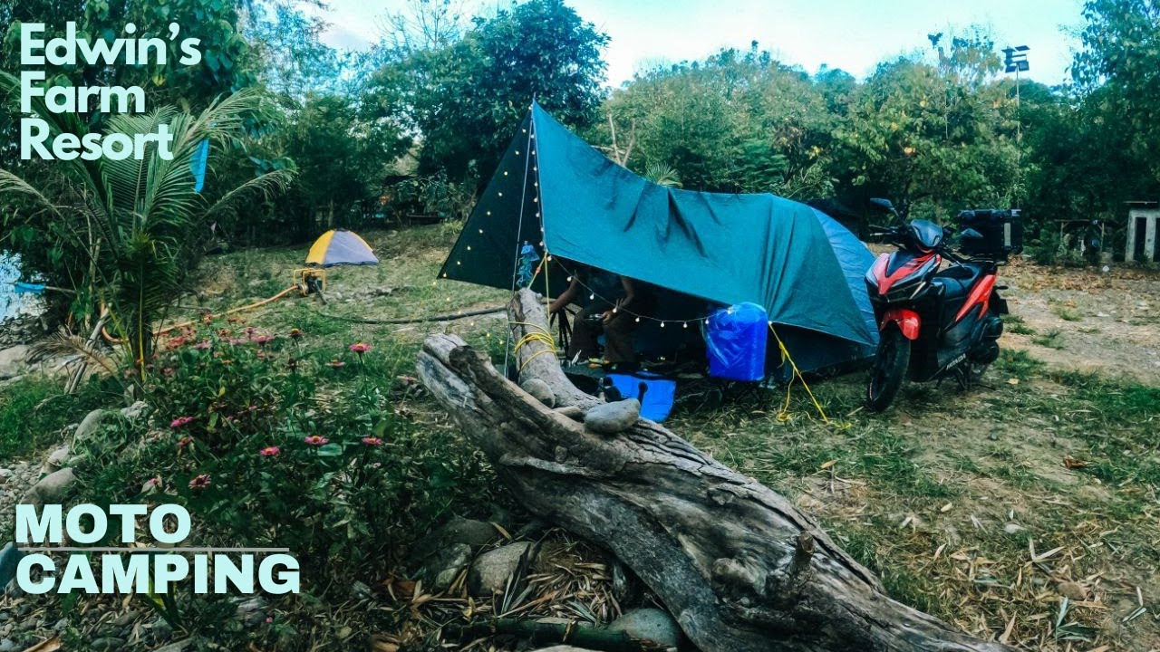 COUPLE MOTO CAMPING | [4K] EDWIN'S FARM RESORT | RIVER CAMP in BULACAN | NATURE | OVERNIGHT | SILENT