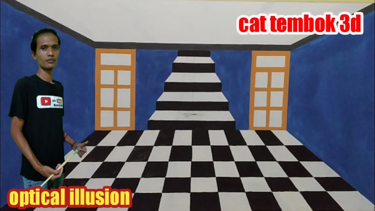 OPTICAL ILLUSION 3D WALL PAINTING  | MURAL DINDING 3D | 3D WALL DECORATION EFFECT