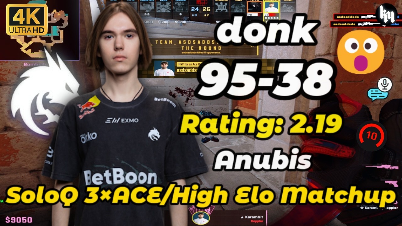 donk 95 KILLS SoloQ + VOICE COMMS (Anubis) | FACEIT EU 3800 ELO | Full Match POV