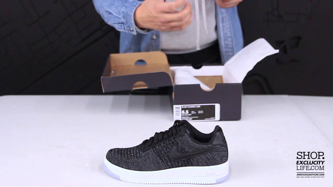 Women's Nike Air Force 1 Low Flyknit Ultra Dark Grey - Black Unboxing Video at Exclucity