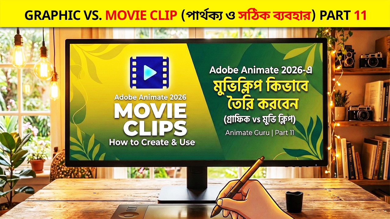 How to create Movie Clips in Adobe Animate 2026 | মুভি ক্লিপ টিউটোরিয়াল | Animate Guru Part-11