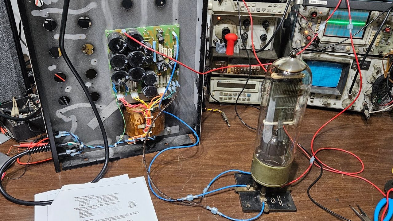 Испытание мощного триода общего назначения Western Electric 212D — гигантская вакуумная лампа из ...