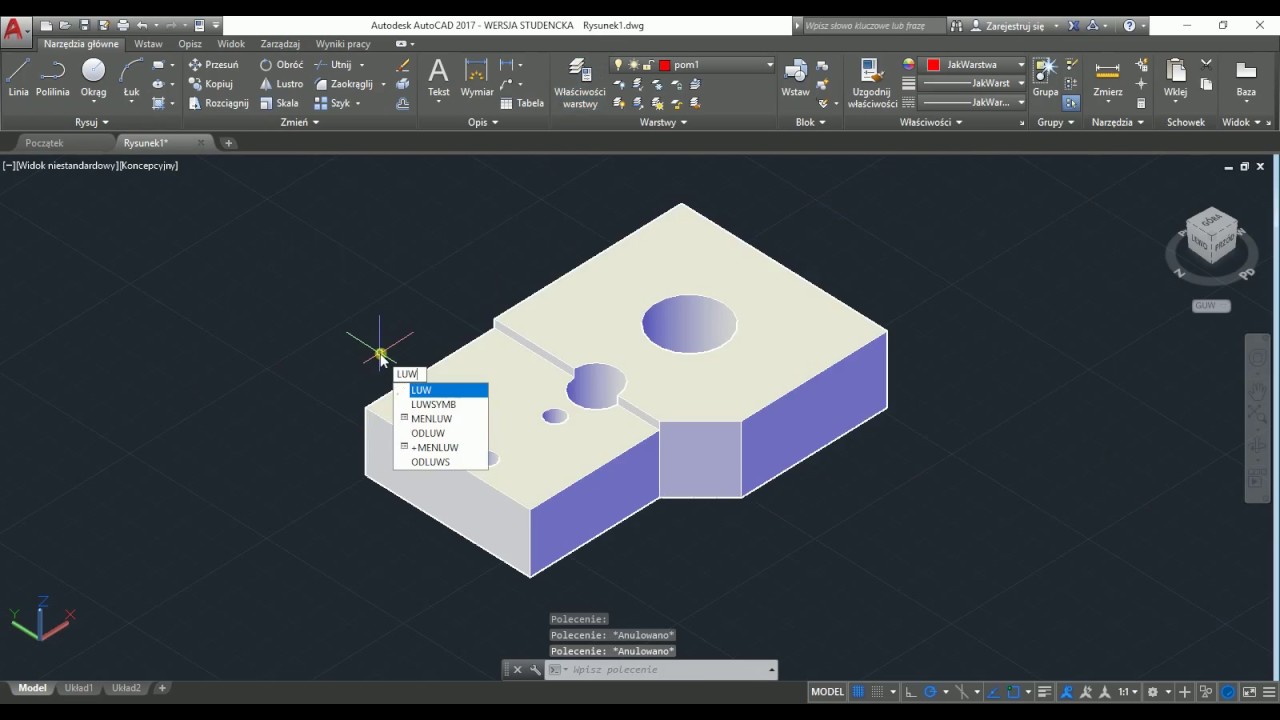 AutoCad 2017 - tworzenie modelu na bazie rysunku technicznego