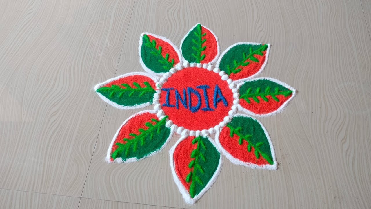 Quick and easy tri colour rangoli for republic day 🇮🇳✨. #youtubevideo #easyrangoli #republicday 