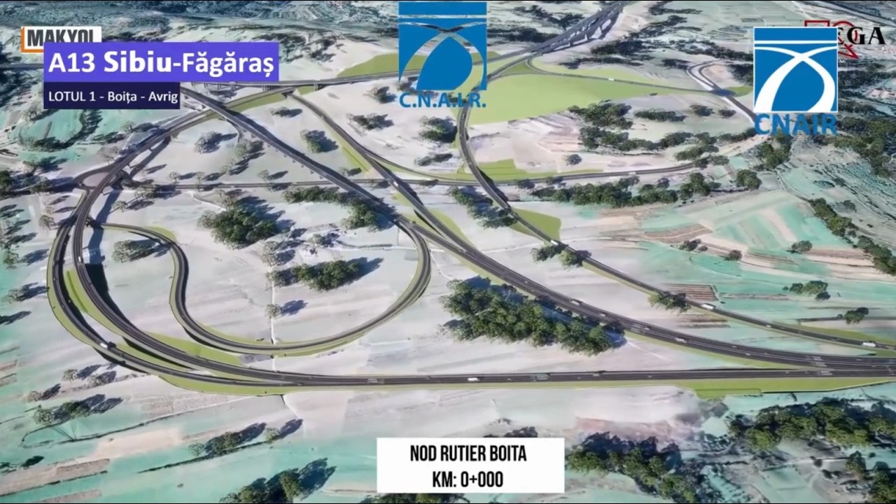 Se lucrează pe lotul 1 Boița - Avrig al Autostrăzii A 13 Sibiu - Făgăraș