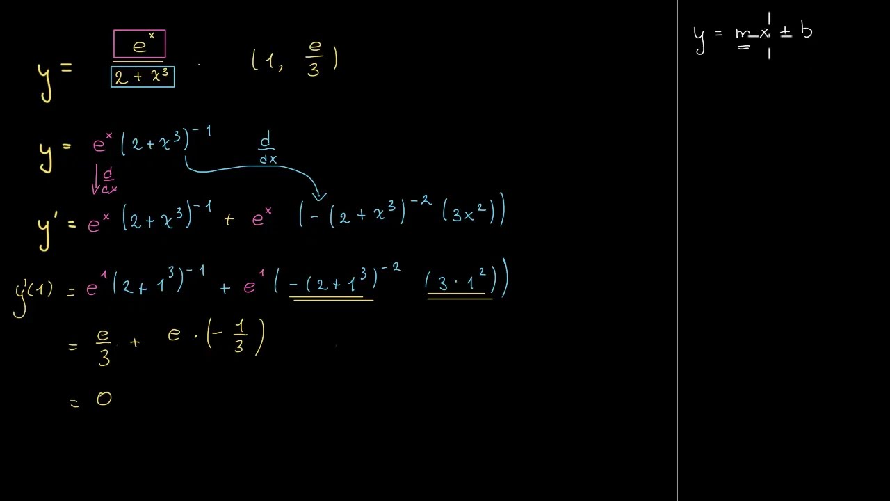 Raaklijn van y=𝑒ˣ/(2+x³)