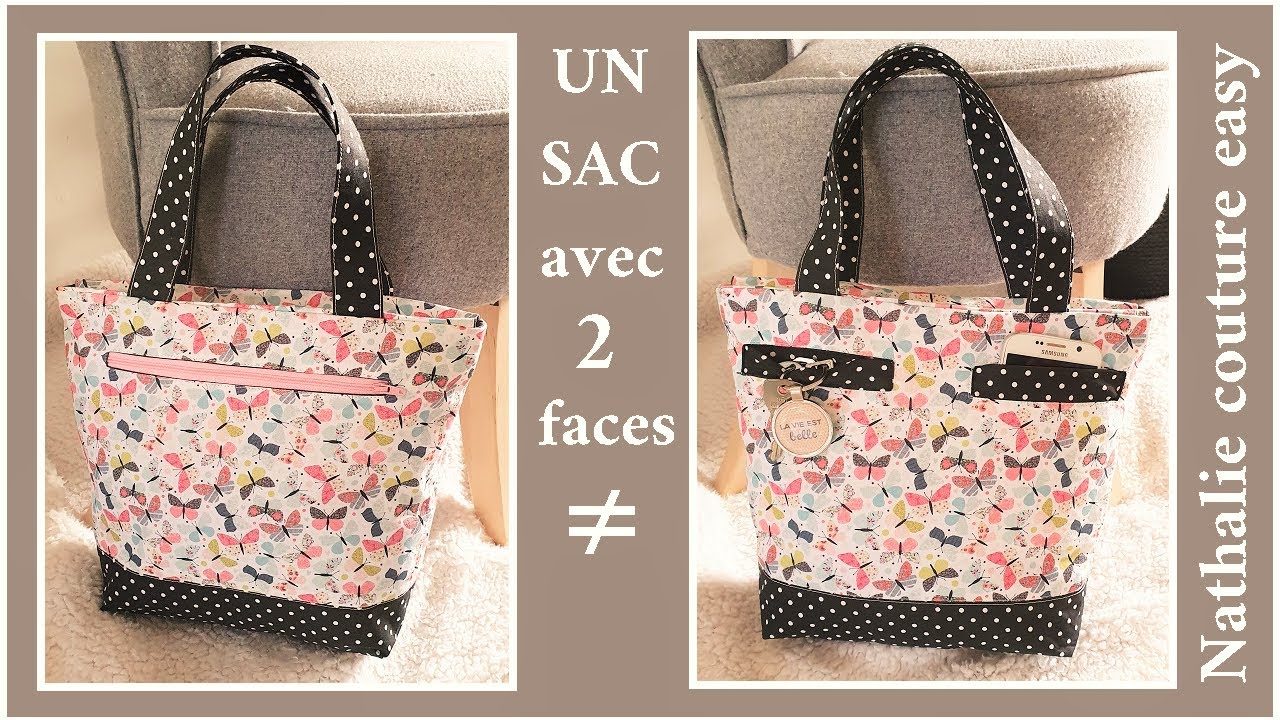 Un tutoriel couture pour ce sac avec 2 faces différentes / Nathalie couture easy