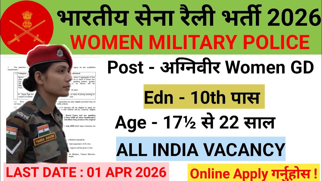 🔥 AGNIVEER WOMEN MILITARY POLICE BHARTI RALLY 2026 | INDIAN ARMY AGNIVEER WOMEN BHARTI 2026 |