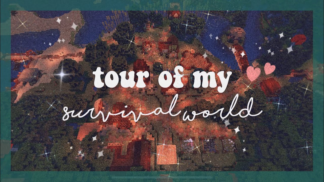 [minecraft pe] tour of our survival ⭐️🌳 village! [w/friend] | world 🌱inspiration 💫