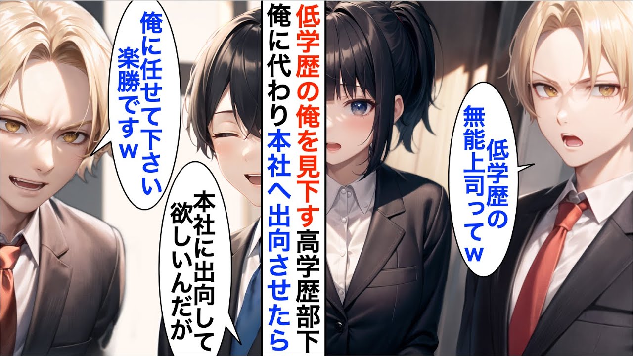 【AI漫画】Fラン大卒の俺を見下す大卒の高学歴部下「低学歴の無能上司ってｗ」→俺「じゃあ、俺の代わりに本社へ出向してくれる？」結果…【恋愛漫画】【胸キュン】