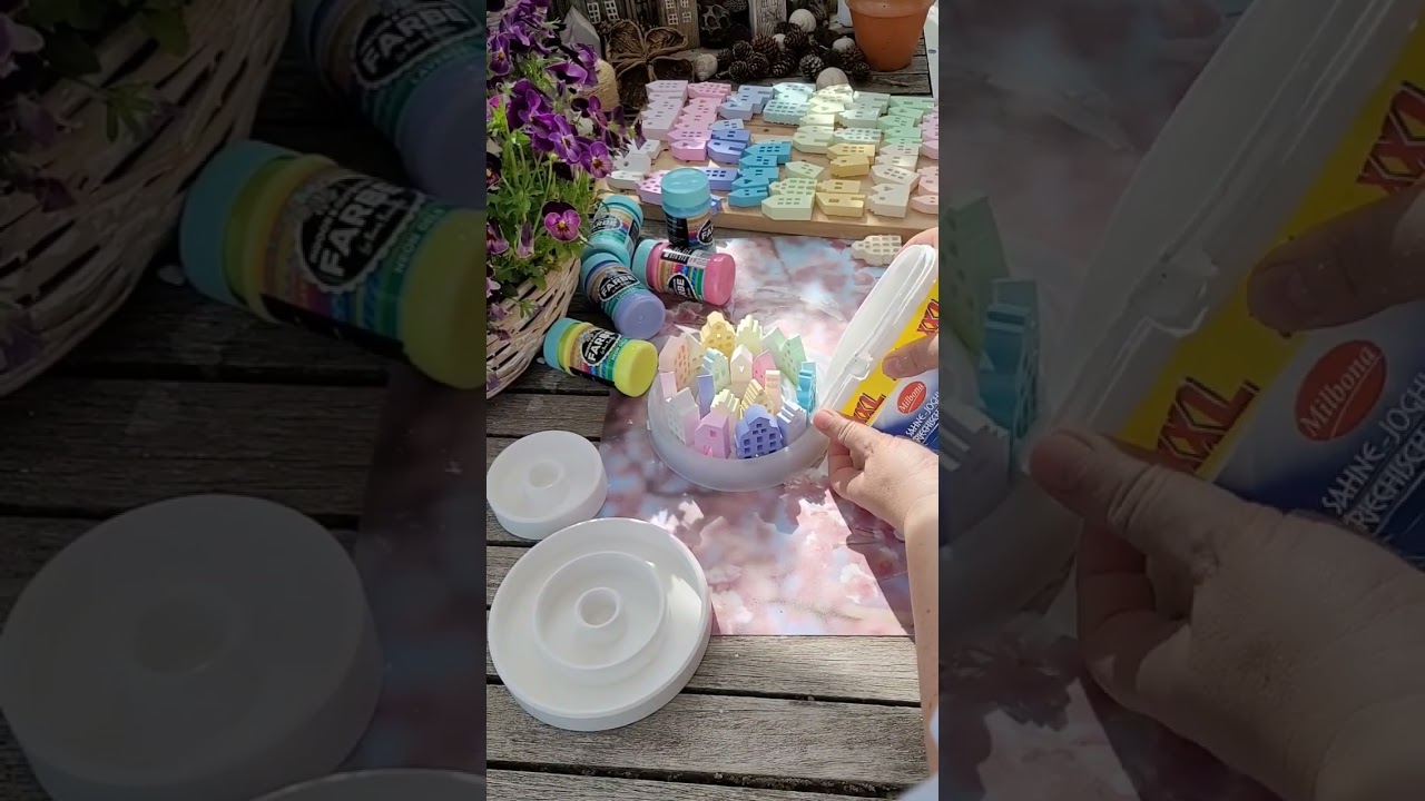 mit Keraflott Raysin drehbares buntes mediterranes Mini Häuschen Karussell DIY ohne Kleben  giessen