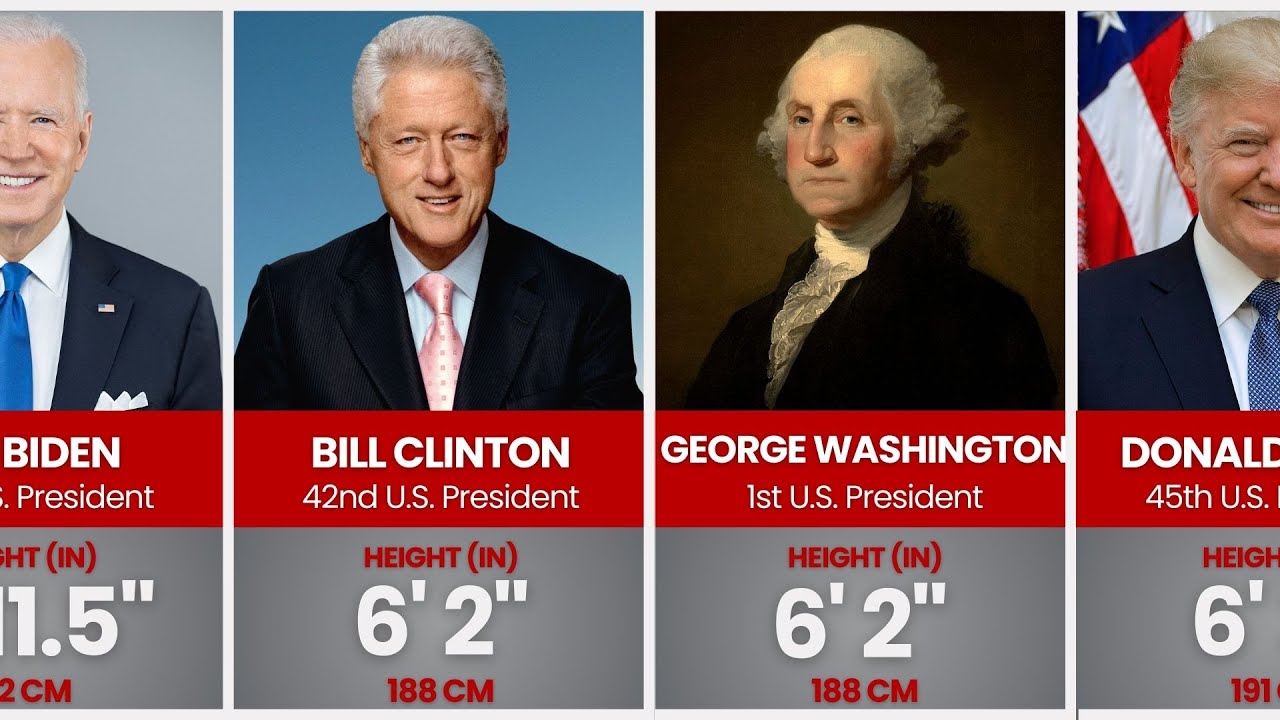 Height of the Presidents of the US 🇺🇸 Presidents Heights Comparison, Joe Biden, Donald Trump