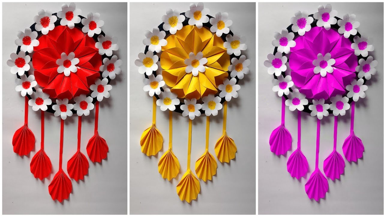 2 beautiful flower wall hanging / Paper craft for home decoration / DIY Wall Hanging #walldecor #diy