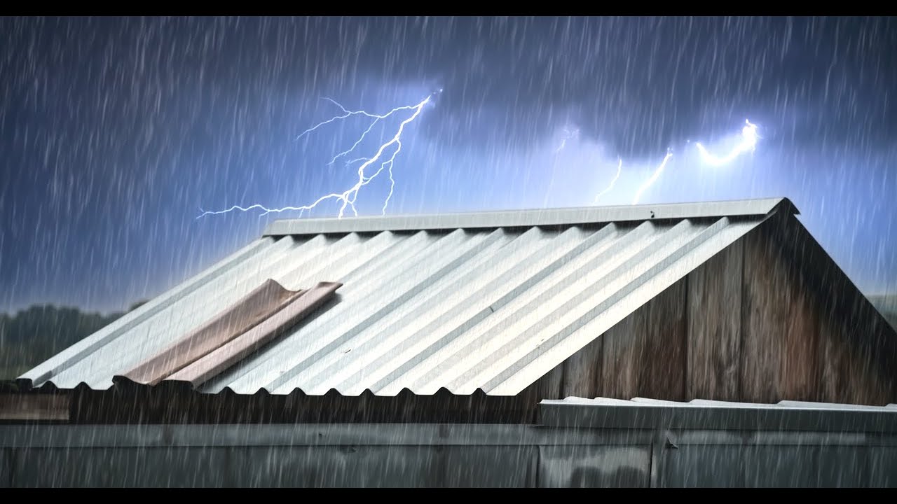 Gentle Rain on Roof and Trees with Soft Thunder, Perfect for Relaxation